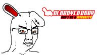 bloody_bunny chud closed_mouth glasses orange_eyes rabbit_ears red_eyes stiches variant:chudjak // 1642x933 // 183.7KB