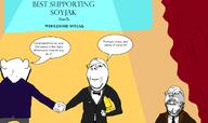 3soyjaks angry award back bald bottle bowtie clothes frown glasses hand handshake hankerchief holding_object lapel necktie smile soy soylent speech_bubble spotlight stage stubble subvariant:wholesome_soyjak suit text trophy tuxedo variant:gapejak variant:impish_soyak_ears // 3620x2144 // 211.4KB