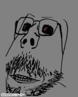 angry animated bloodshot_eyes clenched_teeth distorted glasses japanese_text kyorokyoro mustache poyopoyo soyjak stubble subvariant:scholar text variant:gapejak // 323x400 // 525.5KB
