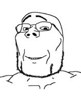 buff chad glasses redraw smile stubble subvariant:wholesome_soyjak variant:gapejak // 767x935 // 13.9KB