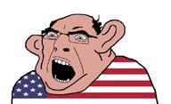 amerimutt angry balding brown_skin country ear fat flag glasses soyjak united_states variant:cobson // 1127x685 // 58.0KB