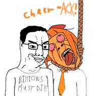 ack anti_ongezellig bloodshot_eyes bow crying glasses hair mymy noose orange_skin smirk text variant:bernd variant:chudjak // 2048x2028 // 1004.5KB