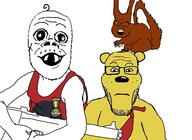 3soyjaks arm baby badge deformed glasses hand looking_at_you nate plush smile soyteen squirrel stubble subvariant:feralsquirrel subvariant:jacobson subvariant:neutralplier traced variant:a24_slowburn_soyjak variant:feraljak variant:markiplier_soyjak // 1280x930 // 102.1KB