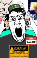 arm awaic awaicgem bbjaic bill_jensen boykisser boykissersilly_cat femboy flag:eas_scenario_legion glaases hand hello_my_name_is_(sticker) meta:literally_who_is_this open_mouth the.troll.man trollman variant:feraljak variant:ppp warning youtube // 950x1474 // 388.2KB