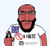 angry archive arm balding beard closed_mouth clothes datamining fist glasses hair hand holding_object i_hate internet_archive logo open_mouth privacy punisher_face red_skin spy spy_vs_spy spyware subvariant:science_lover text tongue tshirt variant:markiplier_soyjak website yellow_teeth // 1017x935 // 458.8KB