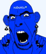 bbc blue blush ear facial_mark forehead_mark glasses hand nose_piercing nose_ring open_mouth painted_nails queen_of_spades soyjak stubble subvariant:slutson tattoo variant:cobson xubuntu // 723x861 // 71.2KB