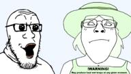 2soyjaks bait brap clothes crystal_cafe female femjak glasses green_hair hair hat sisa sisa_eyes soyjak stubble subvariant:bridget subvariant:gapejak_female subvariant:threefourthsplier text variant:gapejak variant:markiplier_soyjak // 2400x1355 // 78.0KB