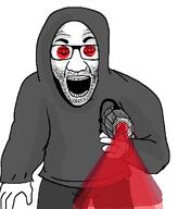attack clothes firearm first_person gun hand holding_gun holding_object holding_pistol hoodie laser open_mouth pistol red_eyes soyjak soyjak_party stubble variant:el_perro_rabioso weapon // 583x684 // 36.3KB