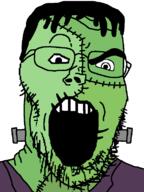 clothes cut frankenstein's_monster green_skin hair halloween merge open_mouth soyjak stitch stubble suit thick_eyebrows variant:cobson variant:feraljak variant:gapejak variant:markiplier_soyjak white_eyes wrinkles // 580x773 // 37.4KB