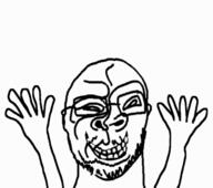 arm closed_mouth excited glasses mustache smile soyjak stubble variant:sidjak // 704x623 // 77.1KB