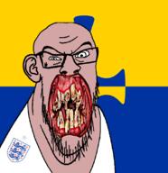 angry animal british cross cross_of_saint_cuthbert distorted durham ear england flag flag:durham flower glasses hair irl lion open_mouth plant rotten_teeth soyjak stubble teeth united_kingdom variant:feraljak white_skin yellow_teeth you_were_one_i_ker // 1048x1081 // 285.7KB
