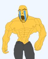 buff closed_eyes crying emoticon gigachad glasses muscles muscular_male open_mouth soyjak stubble variant:cobson yellow_skin 😭 // 859x1048 // 193.7KB
