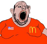 amerimutt balding black_sclera brown_skin ear fat flag:united_states gynaecomastia hair lips mcdonalds mutt open_mouth red_shirt star_of_david stubble united_states variant:gapejak white_background yellow_teeth // 1390x1314 // 42.5KB amerimutt balding black_sclera brown_skin ear fat flag:united_states gynaecomastia hair lips mcdonalds mutt open_mouth red_shirt star_of_david stubble united_states variant:gapejak white_background yellow_teeth // 1390x1314 // 42.5KB