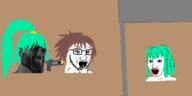 anime bloodshot_eyes cave crying ear fascism femjak gigachad glasses gun hand higurashi jail maebara_keiichi open_mouth scared smile sonozaki_mion sonozaki_shion soyjak stubble taser variant:soyak variant:wojak video_game // 1366x685 // 215.7KB