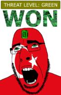 ahegao crescent emerald featured flag:turkiye gem glasses green green_eyes hair looking_up open_mouth schlog_color_event soyjak soyjak_blog star_(symbol) star_and_crescent stubble teeth text threat_level_green turkiye variant:cobson won // 721x1115 // 153.5KB
