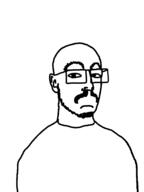 closed_mouth ear frown glasses mustache soyjak stubble variant:unknown // 612x816 // 17.9KB