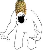 arm food foodjak fruit full_body hand leg no_eyes no_nose open_mouth pineapple quake shambler soyjak variant:markiplier_soyjak video_game // 512x591 // 64.5KB