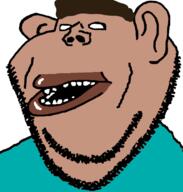 amerimutt brown_hair ear hair herobrine minecraft no_pupils open_mouth soyjak stubble subvariant:impish_amerimutt variant:impish_soyak_ears video_game white_eyes // 1024x1075 // 202.7KB