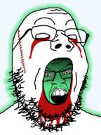 2soyjaks angry blood central_intelligence_agency crying cut glasses glowie glowing green mustache no_eyes open_mouth soyjak stubble variant:feraljak variant:gapejak // 600x800 // 201.9KB