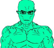 alien bald black_eyes glasses green_skin naked subvariant:chudjak_front subvariant:muscular_chud variant:chudjak vein // 1059x929 // 315.1KB