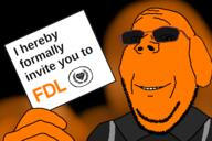 Fdl glasses glowing hand invite orange_skin smile stubble subvariant:wholesome_soyjak variant:gapejak // 1200x800 // 403.3KB