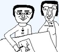 2soyjaks animated arm closed_mouth drawing glasses hair hand heart holding_object i_love redraw smile son soyjak subvariant:chudjak_front variant:chudjak // 159x139 // 4.1KB