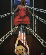 bed black_skin blanket chain clothes flag glasses hat nigger slave stubble united_states variant:a24_slowburn_soyjak watermark // 1367x1620 // 311.5KB