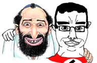 balding beard chud closed_mouth clothes ear flag:nazi_germany friendship glasses hair hand happy happy_merchant jewish_nose judaism kike mustache nazism smile subvariant:chudjak_front variant:chudjak white_skin // 834x541 // 470.5KB