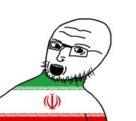 flag flag:iran glasses hair iran looking_to_the_left open_mouth persian_text soyjak stubble teeth text torso variant:A24k wrinkles // 466x415 // 30.8KB