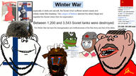 animal army article beard beheaded blood communism conflict crying death decapitated ear finland finnish_text flag:finland flag:soviet_union frog glasses gore hammer_and_sickle hand helmet holding_head joseph_stalin military military_hat military_uniform pepe red_eyes skull smile soviet_union soyjak star stubble subvariant:impish_amerimutt text variant:impish_soyak_ears variant:soyak war white_background wikipedia winter winter_war // 1920x1080 // 483.5KB