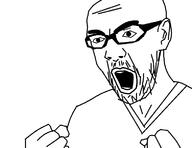 angry clothes fist glasses hand open_mouth soyjak stubble variant:hypejak // 776x600 // 23.4KB