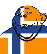 closed_mouth flag flag:hjalmere glasses grin looking_at_you smile soyjak stubble subvariant:gapealien variant:gapejak // 722x832 // 49.0KB