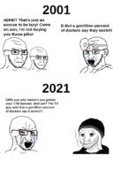 4soyjaks adhd bloodshot_eyes cigarette crying doctor doomer ear glasses hand head_mirror open_mouth scared soyjak stubble vaccine variant:soyak // 600x900 // 170.9KB