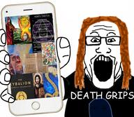 black_shirt brown_hair christ_pantocrator clothes comic_sans death_grips demiurge esoteric gnosticism hair hermeticism hippie holding_object holding_phone iphone jesus long_hair moon open_mouth subvariant:hippiejak subvariant:phoneplier subvariant:phoneplier_vertical sun tshirt variant:markiplier_soyjak wizard // 1947x1698 // 650.0KB