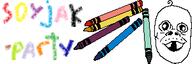 baby banner crayon deformed mustache no_eyebrows open_mouth soyjak soyjak_party subvariant:jacobson text variant:a24_slowburn_soyjak white_background // 300x100 // 13.5KB