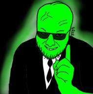 closed_mouth clothes glasses glowie glowing hand necktie smile soyjak stubble suit sunglasses variant:interjak // 1389x1405 // 571.2KB