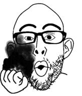 animated blackface bouncing ext=gif glasses lips makeup minstrel_show open_mouth red_lips stubble variant:nojak // 443x523 // 1.0MB