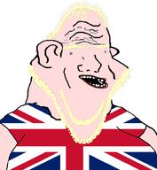 amerimutt arm balding clothes country ear flag flag:united_kingdom norf_fc small_eyes soyjak stubble tshirt unibrow united united_kingdom variant:impish_soyak_ears white_skin // 894x972 // 176.6KB