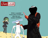 2soyjaks anime anime_female anime_girl arm balaclava blood clothes dead decapitation drawn_background flag hand headcovering hijab holding_knife holding_object irl isis isis-chan islam knife mask monster murder namefags soyjak subvariant:fingerboy terrorist variant:a24_slowburn_soyjak variant:impish_soyak_ears // 1800x1420 // 274.7KB