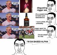 angry chad closed_mouth football glasses hair nigger smile smug soyjak speech_bubble subvariant:chudjak_front text variant:chudjak // 1024x990 // 152.8KB