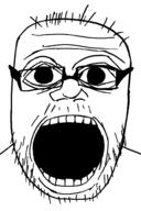 glasses hair open_mouth soyjak stubble subvariant:jerome // 648x975 // 23.0KB