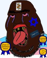 award brown_skin card crying facial_hair flag:transgender_pride_flag nigger prageru queen_of_spades slopjak spade star_of_david subvariant:muttson tranny unibrow variant:bernd variant:cobson // 762x926 // 179.9KB