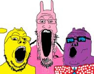 3soyjaks soyjak_trio variant:gapejak variant:markiplier_soyjak variant:tony_soprano_soyjak wow_wow_wubbzy // 680x535 // 31.1KB