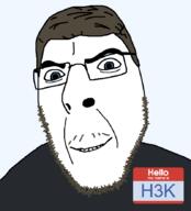 H3K_(namefag) blue_eyes brown_hair glasses hair looking_at_you moustache name_tag namefags self_insert smile smug stubble subvariant:cobson_slim variant:cobson white_skin // 800x884 // 28.2KB