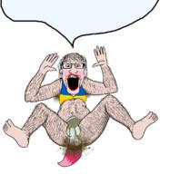 bra country diaper flag flies glasses hairy lipstick looking_at_you makeup poop soyjak speech_bubble_empty tail tranny ukraine variant:markiplier_soyjak // 1099x1129 // 858.0KB