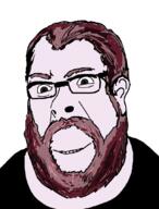 brown_hair closed_mouth clothes fat glasses grey_eyes smile smirk tshirt variant:cobson vaush // 814x1071 // 108.4KB