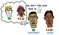angry aryan blond blue_eyes brown_skin chud000_(namefag) flag:bolivia flag:brazil flag:peru hair head looking_to_the_right meta:keep_the_original_tags meta:nas namefags sloptranWNBAG_(namefag) soybooru text thought_bubble white_skin // 814x479 // 68.3KB