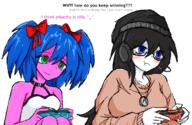 ^_^ anime blue_eyes blue_hair breasts bury_pink_gril clothes edit female game_controller hair hat headband headphones holding_game_controller holding_object madoka_magica mist necklace nintendo nintendo_switch oekaki pink_skin pout raised_eyebrow s4s_(4chan) super_smash_bros variant:soytan video_game // 698x456 // 76.4KB