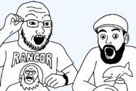 2soyjaks ai_generated beard clothes glass hat holding_glasses holding_object looking_to_the_left looking_to_the_right open_mouth stubble transparent_background variant:soyak watch // 680x453 // 33.5KB