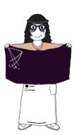 beanie blush closed_mouth dress eye_bags eyebags flag glasses hair holding_flag holding_object long_hair meta:tagme necklace smile soy soylent variant:soytan // 966x1722 // 206.7KB